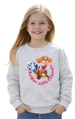 Produktbild von Paw Patrol Sweatshirt für Mädchen - Better with Friends Kinder Pullover Oberteil Langarm Grau 98-104