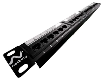 Zdjęcie produktu dla Patchpanel panel krosowy do szaf sieciowych Rack NETBERG 19" Cat6 24 porty UTP czarny