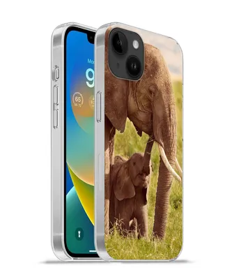 Produktbild von MuchoWow® Handyhülle Schutzhülle Hülle für Apple iPhone 14 Plus - Soft case Elefant - Gras - Jung - Rüssel Silikon Softcase Handy Hülle - Abbildung