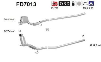 Produktbild von AS FD7013 Dieselpartikelfilter Rußpartikelfilter DPF für VW Golf V Schrägheck (1K1) Abgasanlage Diesel