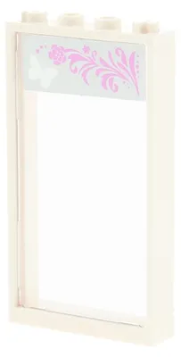 Produktbild von 1x Lego Fenster Rahmen 1x4x6 weiß Scheibe weiß Sticker rechts 57895pb024R 60596