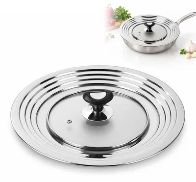 Produktbild von Universal Topfdeckel aus Edelstahl, abgestufter Deckel für 24 26 28 30 cm Kochtöpfe und Bratpfannen, passgenau
