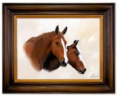 Productafbeelding van "Twee paarden" - Handgemaakt olieverfschilderij, schilderij, canvas, olieverf, afbeelding G02573