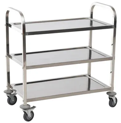 Immagine prodotto di Carrello servitore per la cucina, carrello per dolci in acciaio inossidabile - Carrello con 3 ripiani - 90,5 x 50,5 x 88,2 cm - Ruote piroettanti - Argento
