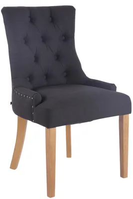 Produktbild von CLP Esszimmerstuhl Aberdeen Stoff mit Gestell aus Kautschukholz und Sitzhöhe von 50 cm schwarz Gestell Farbe antik-hell