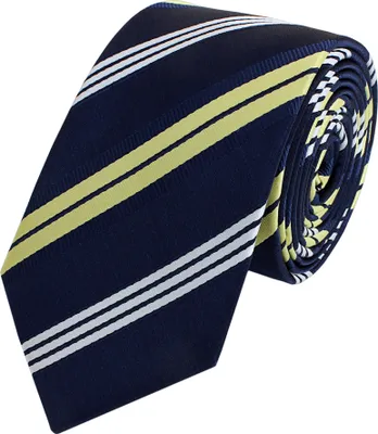 Produktbild von Fabio Farini - 1 Stück gestreifte Herren Krawatte - Tie mit Streifen in 6cm oder 8cm Breite Schmal (6cm), Blau/Gold/Weiß