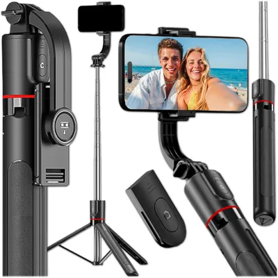Obrázek produktu pro KRUMAD Stativ na mobil s selfie tyčí 170 cm – teleskopický hliníkový stativ pro smartphony iPhone a Android, natáčení videí, vlogování a cestování