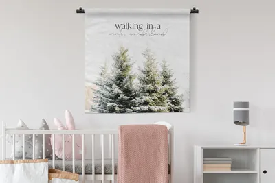 Produktbild von MuchoWow® Wandteppich Wandbehang Weihnachten - Winter - Weihnachtsbaum 90x90 cm Tapisserie Dekoration Wandtuch - Wandaufhänger