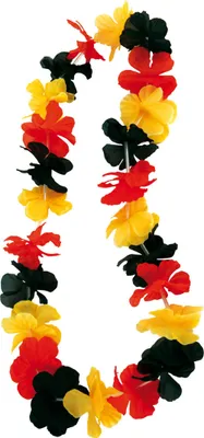 Produktbild von Deutschland Fußball Hawaii Blumen Kette WM EM Fanartikel 100 cm Schwarz Rot Gold