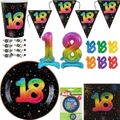 Produktbild von XL Partyset 18. Geburtstag bunt Geburtstagsdeko Geburtstag Dekoration
