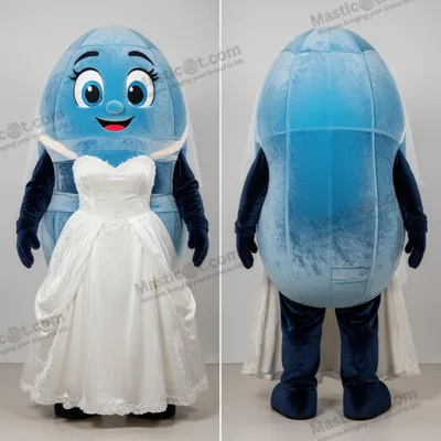 Imagen del producto de Disfraz MASTICOT de Mascota de Balón de Rugby Vestido de Novia Azul Cielo