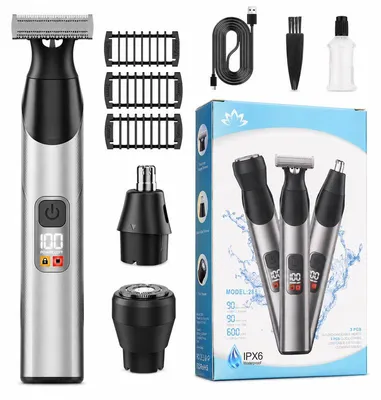 Produktbild von 3-in-1 Haarschneider für Herren – Magnetkopf, IPX7 wasserdicht – 10.000 U/min, LED, 90 Minuten Laufzeit, USB-C – für Körper und Gesicht