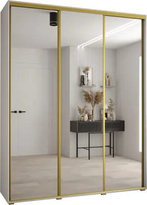 Produktbild von MEBLE KRYSPOL Davos 2 Schrank, drei Türen - 235,2x200x45 cm - Weiß Weiß Gold