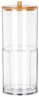Image de Boîte de rangement pour cotons démaquillants - 2 niveaux - Pour la salle de bain - En plastique