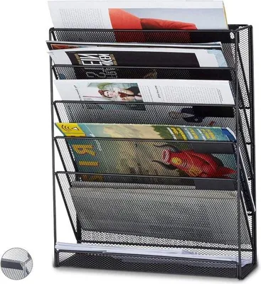 Produktbild von Famanu Wandhalterung für Zeitschriften 6 Fächer A4 - Schwarz