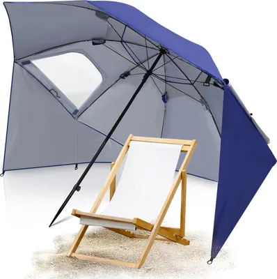 Immagine prodotto di TolleTour Ombrellone da spiaggia 210cm Protezione UV 50+ Inclinabile con picchetto a terra Borsa di trasporto Ombrellone da spiaggia idrorepellente Ombrellone da giardino Ombrellone da giardino Blu