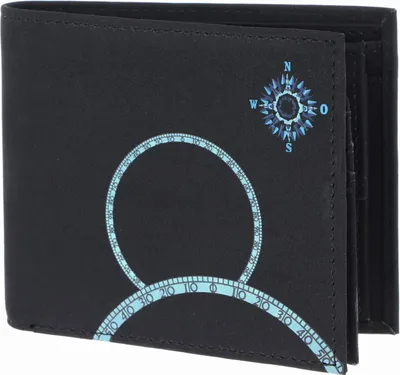 Produktbild von oxmox Geldbörse New Cryptan Querscheinbörse Windrose Print Cyan Black schwarz