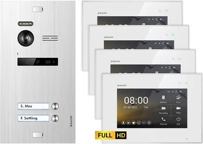 Produktbild von BALTER EVO HD Unterputz Silber 4x7" Monitor Weiß Video Türsprechanlage Set 2 Teilnehmer