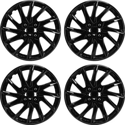 Productafbeelding van 4 stuks wieldoppen van 15 inch, beschermende en modieuze R15 universele vervangingswieldoppen voor de meeste auto's, vrachtwagens en SUV's, zwart