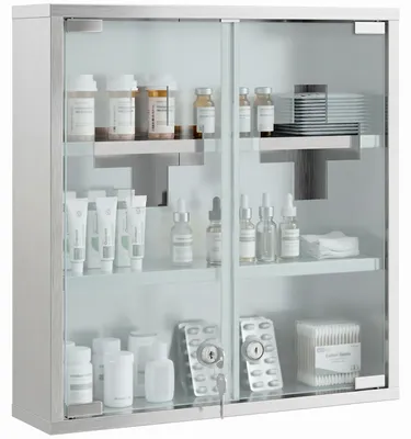 Produktbild von HOMCOM Medizinschrank Abschließbarer Medikamentenschrank mit 2 Schlüsseln Silber