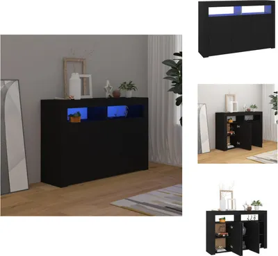 Obrázek produktu pro vidaXL Příborník s LED osvětlením černý 115,5x30x75 cm - Příborníky