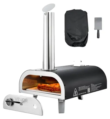 Immagine prodotto di VEVOR Forno per pizza da esterno Forno per pizza a pellet da 12 pollici con termometro integrato (max. 540 °C) & paletta & borsa per il trasporto, forno per pizza portatile per giardino e campeggio, argento