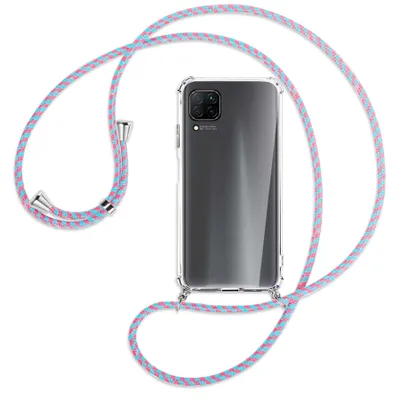 Produktbild von Handykette Backcover-Schutzhülle mit Band (Metall silberfarben) für Huawei P40 lite - pink/mint