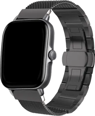 Produktbild von Strap-it Milanese-Stahlarmband - Kompatibel mit Amazfit GTS 2 Armband Ersatzarmband Edelstahl - Faltschließe - Hochwertiges Material - für Smartwatch 20mm Armband Schwarz