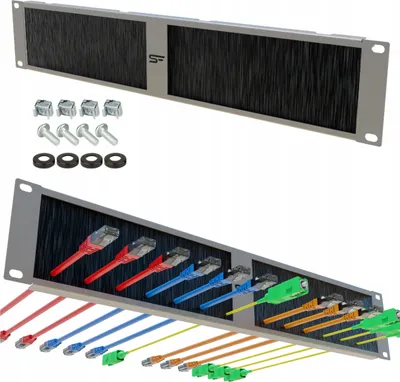 Obrázek produktu pro RACK 19" 2U kabelový organizér s kabelovou vývodkou Stalflex Vstup pro kabely