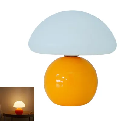 Produktbild von Nachttischlampe Vintage, kleine dimmbare LED-Tischleuchte für Schlafzimmer Wohnzimmer, Keramiksockel Glas, dekoratives Nachtlicht, ideal als Geschenk