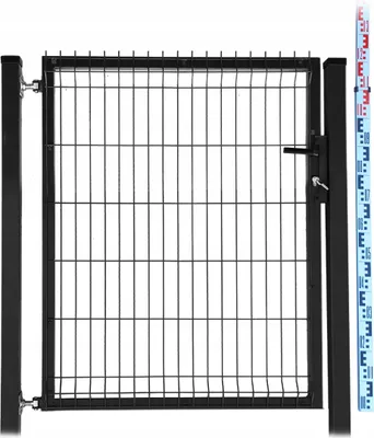 Zdjęcie produktu dla FURTKA 120cm czarna PANELOWA dwa SŁUPKI RAL9005 ogrodzeniowa 123cm