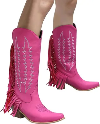 Produktbild von ASKSA Damen Overknees Stiefel Quaste Kniehoch Langschaft Hohe Stiefeletten Damenstiefel, Rosa, Größe: 38