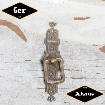 Produktbild von Schubladengriff,Serie"Ahaus",6er Pack|Eisen in Messing pat.|H10,4xB4,4cm
