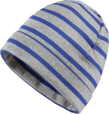 Produktbild von modAS Mütze Maritime Rollmütze Uni für Kinder und Erwachsene – Ringelmütze Baumwollmütze mit Streifen in Grau-Melange / Royal bis 55 cm Kopfumfang (Kind)