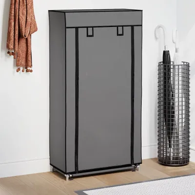 Zdjęcie produktu dla vidaXL Szafka na buty z pokrywą Szara 58 x 28 x 106 cm Tkanina