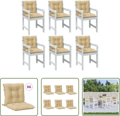 Produktbild von The Living Store Niedriglehner-Auflagen 6 Stk. Melange Beige 100x50x7 cm Stoff