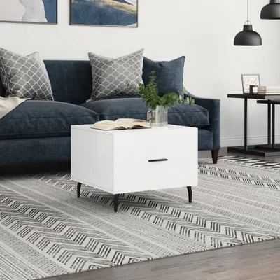 Produktbild von "2026 Promotion" Couchtisch Wohnzimmer - Kaffeetisch - Hochglanz-Weiß - 50x50x40 cm Holzwerkstoff - Sofatisch CC29454