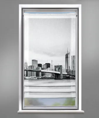 Produktbild von Clipsrollo „Skyline" - Raffrollo bedruckt von Albani - Größe (HxB) 120x60cm grau