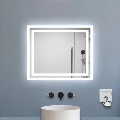 Produktbild von Badspiegel mit Beleuchtung 60x50cm Badezimmerspiegel Kaltweiß Wandspiegel mit Wandschalter Beschlagfrei IP44 Pichon -Serie