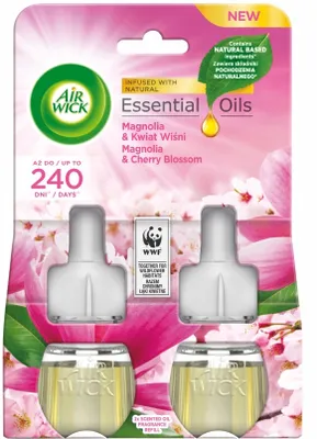 Zdjęcie produktu dla Air Wick, Wkłady do elektrycznego odświeżacza Magnolia i Kwiat Wiśni, 2 x 19 ml