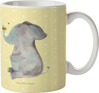 Produktbild von Mr. & Mrs. Panda Teetasse Elefant Biene - Gelb Pastell - Geschenk, Kaffeetasse, Liebesspruch, Kaffeebecher, Hochzeitsgeschenk, Liebesbeweis, Motivtasse, Tasse, Liebe