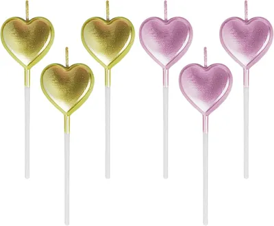 Productafbeelding van 6 Stukjes Liefdeskaarsen, Schattige Verjaardagskaarsen, Cakevorigingen, Cakedecoraties, Verjaardagsfeestartikelen.