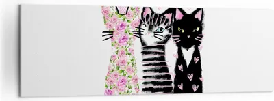 Produktbild von Bild auf Leinwand - Leinwandbild - Katzen Blumen Tiere - 160x50cm - Wand Bild - Wanddeko - Leinwanddruck - Bilder - Kunstdruck - Wanddekoration - Leinwand bilder - Wandkunst - AB160x50-2891
