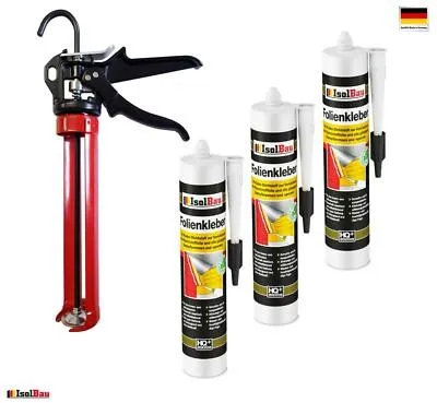 3 x Folienkleber Dichtkleber + HQ Auspresspistole SET Dampfbremse Dampfsperre