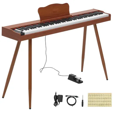 Produktbild von Digitalpiano - E-Piano - 88 halbgewichtete Tasten - 600 Klangfarben und 600 Rhythmen - USB, MIDI und Audioausgang - Kopfhöreranschluss und Sustain-Pedal - HiFi-Lautsprecher - Braun