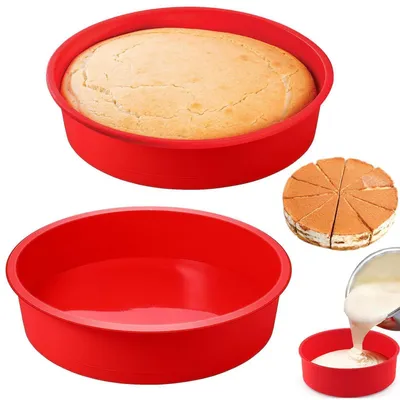 Immagine prodotto di 2 stampi in silicone per torte, forma rotonda, diametro 20 cm, antiaderenti, riutilizzabili
