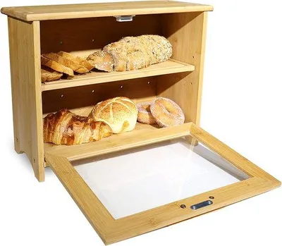 Image de Boîte à pain Famanu avec couvercle, en bambou naturel