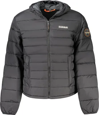 Produktbild von Herrenjacke Regular Fit mit Kapuze, schwarz, aus recyceltem Material
