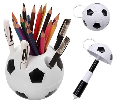 Produktbild von Fußballförmiger Stiftehalter, Zahnbürstenhalter, Schreibtisch-Organizer, für Zuhause oder das Büro.