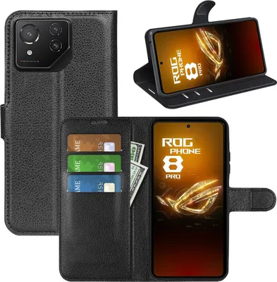 Image de Étui pour smartphone Asus ROG Phone 8 / 8 Pro, noir, en simili cuir, type livre
